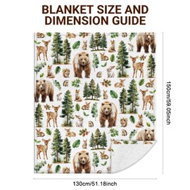 WADORN Animal Forest Throw Blanket, Cozy Soft Pine Tree Bear Rabbit Deer Throw Blanket Fuzzy Flannel Fleece Blankets Animals Lovers Gifts for Office Living Room Sofa Bed Couch Chairs, 59x51 Inch