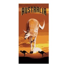 I Love Aus Beach Towel Kangaroo Sunset