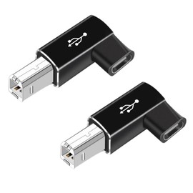 FirSea 2 Pack Type C Female to USB B Male, Convertible Male USB Type C USB B Compatible with Printers, MIDI, Electric Piano, Laptop Synthesizer (Black)