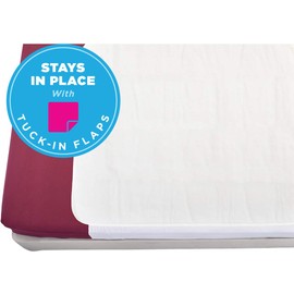 NOVA Waterproof Reusable Mattress Overlay with 100% Cotton Skin Soft Top Layer, Washable Incontinence Bed & Sheet Underpad Protector with Tuck-in Mattress Flaps, Super Absorbent, 36” x 54”