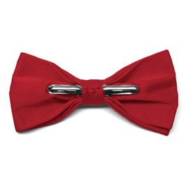tiemart Men's Pre-Tied Clip-On Bow Tie (Festive Red)