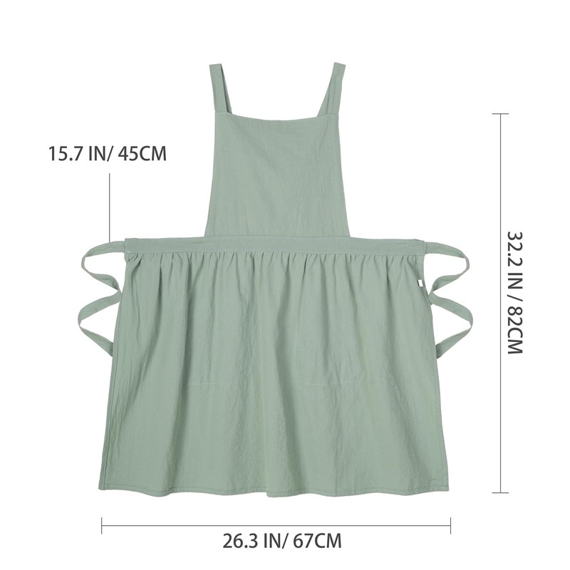 Pinknoke Cotton Linen Pinafore Apron Dress for Women with Pockets