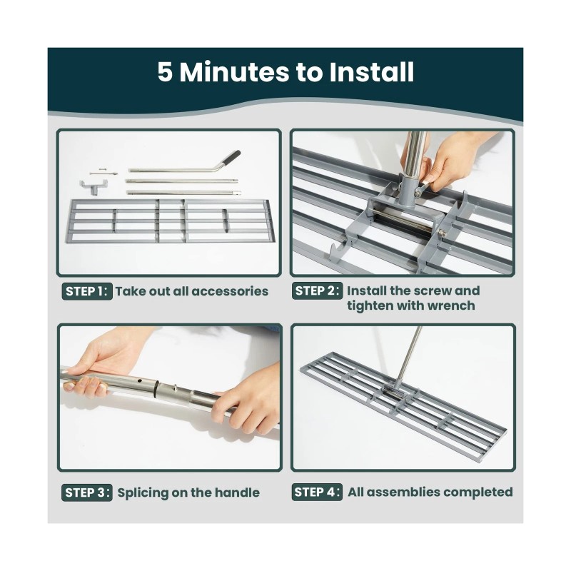 Dremmt Lawn Leveling Rake 30x10 inch, (Professional-Grade) Lawn Leveler Tool