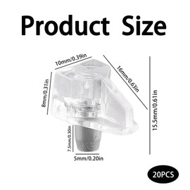 20pcs fKiZanthene 5mm Shelf Support Pegs, Clear Plastic Cabinet Shelf Support Pins, Replacement for Furniture & Bookshelves