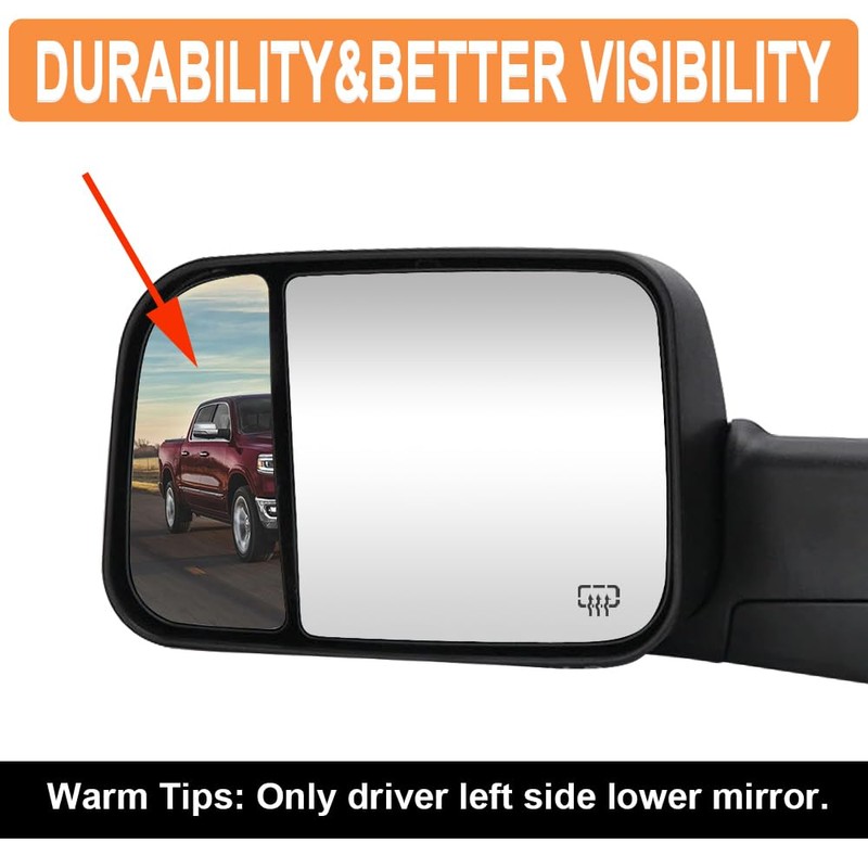 Senzeal Driver Side Lower Mirror Glass Replacement for Dodge Ram