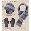 Kids Winter Hat Scarf Gloves Set 3Pcs, 3-12Y Fleece Lined
