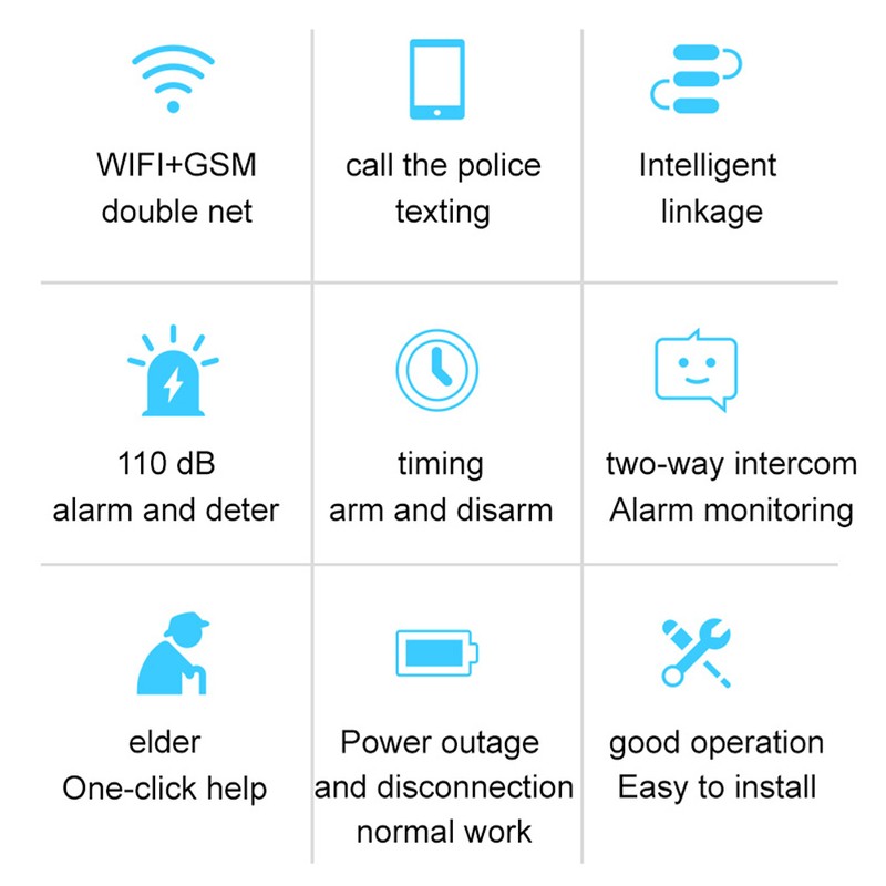 Security Alarm System Kit Auto Dial GSM+WiFi Home Security Wireless