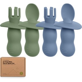 KeaBabies Juego de 4 cucharas de silicona para bebé y tenedor para bebé, cuchara para bebé, accesorio BLW para bebés de 6 a 12 meses, cubiertos para bebés de 6 a 12 meses, cubiertos para bebés de 6 a