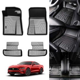 KUST 3D Floor Mats for Ford Mustang 2015-2024 2025 (NOT for Mach-E), Mustang All Weather Floor Mats, TPE Car Mats 2 Row Floor Liners Durable Odorless Non-Slip High Edges