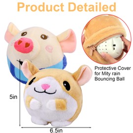 Mity rain Interactive Dog Ball Cover, Replacement Covers Only for Bouncing Ball (Blue Pig+Hamster)
