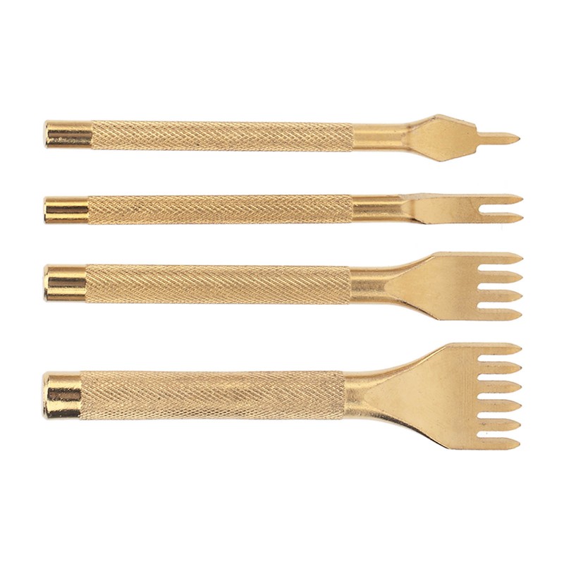 4Pcs Leather Prong Punch Rhombus 4mm Stainless Steel Nonslip Handle