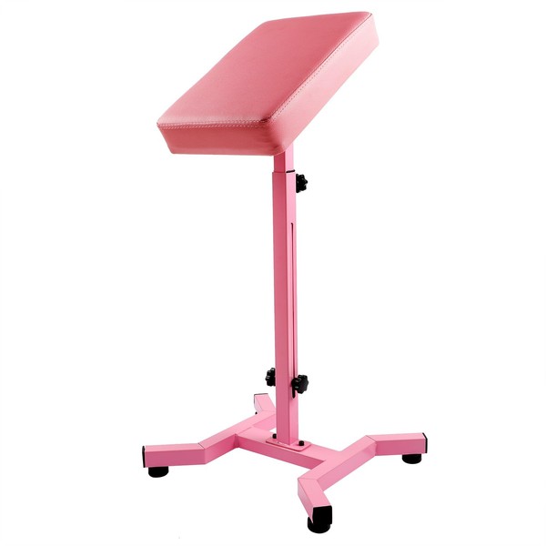 Solong Tattoo Armrest Stand and Legrest with Pink Thicken Tattoo Pad 23 * 35 * 6cm, 180° Rotation Adjustable Height Chair Frame Non-Slip Base Square Black Leather TA226
