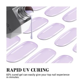 MelodySusie 30PCS Semi Cured Gel Nail Strips (Creamy Purple), Works with Nail lamp, Salon Quality, Long Lasting, Easy to Apply and Remove - Includes 2 Prep Pads, Nail File and Wooden Stick