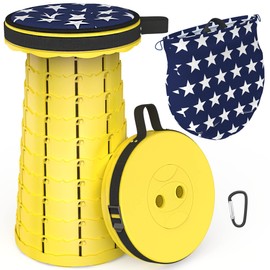 ALEVMOOM Upgraded Folding Stool Portable Telescoping Stool with Seat Cushion & Bag, Collapsible Retractable Camping Stool for Adults More Lightweight Yet Sturdy Seat for Outdoor Fishing Hiking