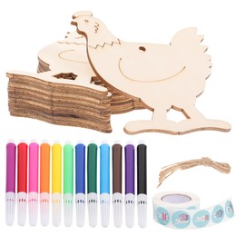 Operitacx 1 Set Wooden Painting Toy Easter Party Favor Supplies Easter Ornaments Easter Tags Interior Decor Indoor Easter Decorations Easter Hen Ornaments Coated Paper Stickers
