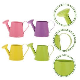 Toddmomy Iron Mini Watering Cans for Children 4pcs Set of Small Kettles Garden Tool for Kids Vibrant Colors Green Yellow