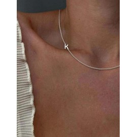 Simple Letter Charm Initial Pendant Necklace for Women for Gift, Stainless Steel Jewelry, Fashion All-match Accessory Back To School for Fall 2024 - Color: Silver, Specification: Letter D