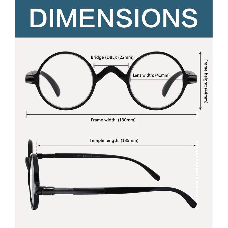 BLUELESS-Gafas de lectura redondas vintage Profesor Lectores (raya gris, 3.00)