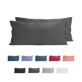 Komfortec 100% Cotton Cushion Covers, Set of 2, 40 x 80 cm, Super Soft Premium Jersey Pillowcase 150 g/m², Cushion Cover, Anthracite