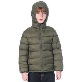 Hooded Puffer Coats for Toddler Boys and Girls – Lightweight and Packable – Outwear Insulated Jackets, Warm and Comfy, Travel, Snow Play, Olive Green, 4T…