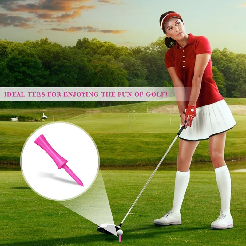 LTMMC 50PCS Pink Golf Tees Plastic, 57mm Long Golf Tees,