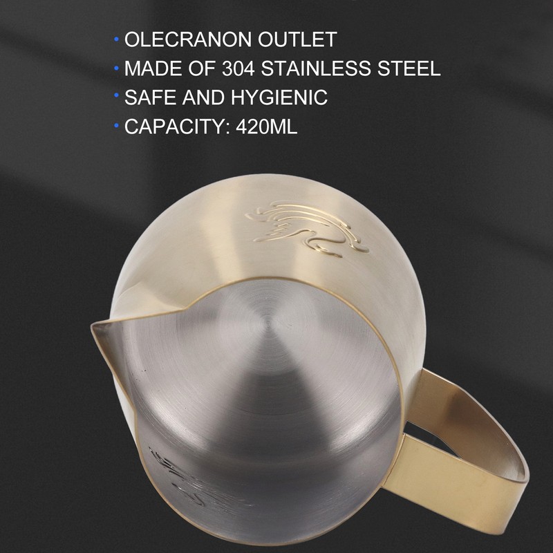 Frothing Cup 420ML 304 Stainless Steel Streamlined Cup Body Design