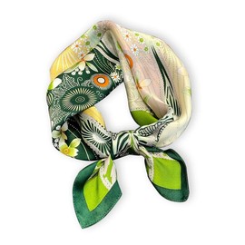 Weximil 100% Mulberry Silk Neck Scarf - 21'' x 21'' Lightweight Neckerchief - Women Men Small Square Digital Printed Scarves Gift Packed （Green）