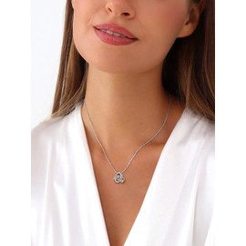 Sterling Silver Cubic Zirconia Love Knot Pendant Necklace For Women, Infinity Love Knot Choker Necklace, Trinity Knot Forever Love Knot Infinity Pendant For Women Dainty Gifts For Women Wife Mom