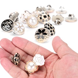 Lwuey Women's Brooch Buttons, Small Shirt Brooches, Neckline, Clothing, Lapel, Pins, Delicate Decorative Buttons, No Sewing, Removable Pins, Jean Dress, Women, Safety Pins, Beads, Pack of 30, Plastic