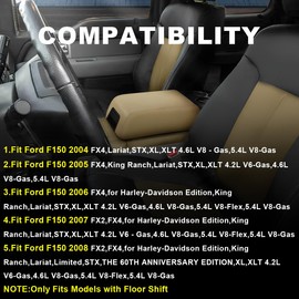 G-PLUS Beige Center Console Armrest Lid Latch Kit Compatible with Ford F150 2004-2008 Pickup Truck 5L3Z-1506024-AAD Only Fits Models with Floor Shift