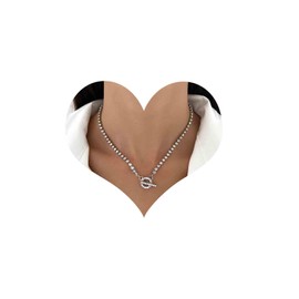 Inilbran Boho Crystal Tennis Choker Necklace Silver Rhinestone Tennis Chain Necklace Sparkling CZ Crystal Necklace Choker Vintage Cross Tennis Necklace Chain Jewellery for Women and Girls, Zinc