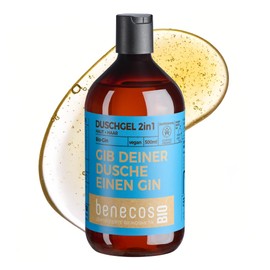 Benecos Organic Shower Gel 2-in-1 Give Your Shower a Gin, Organic Gin, Certified Natural Cosmetics, Vegan, Gentle Cleansing for Skin and Hair, Refillable, 500 ml
