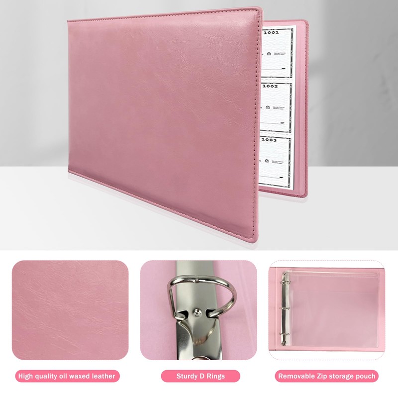 3 Rings Business Check Binder for End-Stub Deskbook Checks with