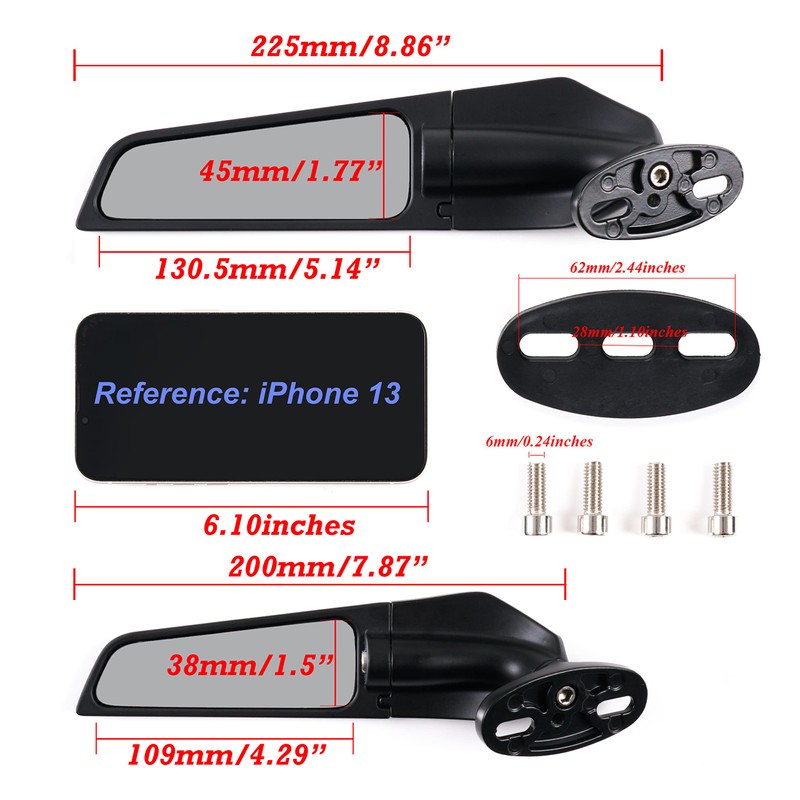 Motorcycle Rearview Mirrors, Adjustable Rotating Side Mirrors Fit for Honda