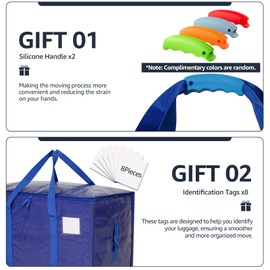Moving Bags Heavy Duty Extra Large, Moving Boxes, Moving Supplies Essentials, Blue Storage Bins with Lids, Plastic Packing Totes, Storage Bags for Clothes with Handles & Zippers(Blue, 8 Pack)