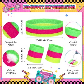 Knitgrip 3 Pack Neon Sweatbands Set Headband Wristband,Mixing Colors