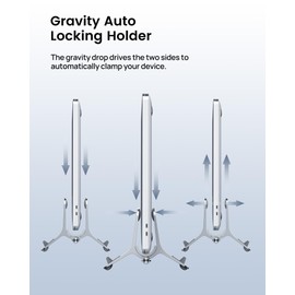 SODI Vertical Laptop Stand for Desk, Gravity Auto Lock Vertical MacBook Stand, Aluminum Laptop Vertical Dock Stand Holder Compatible with MacBook Pro, MacBook Air, Silver