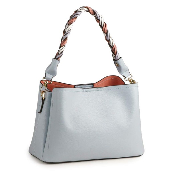 Pragma Adult Pastel Color Shoulder Bag, Braid, 2-Way, blue