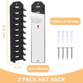 PHAIN Hat Organizer for Baseball Caps,Hat Rack for Wall, Compact Hat Storage Display Holder,Hold Up to 10 Hats,Hat Hanger Strong Adhesive/Wall Drilled for Door,Bedroom,Closet
