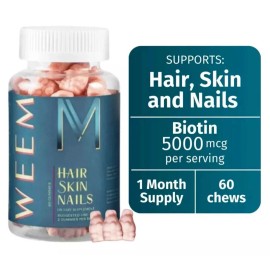 Vitamins WEEM Hair Skin and Nails Gummies - Supports Healthy Hair - Vegan biotin Vitamins