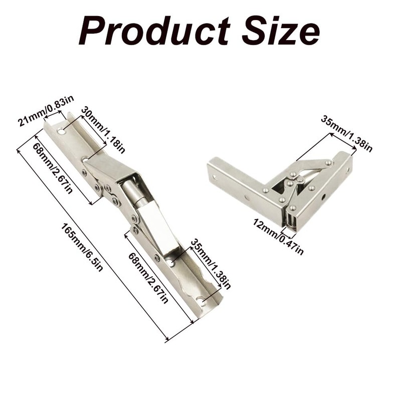 4 x Folding Shelf Hinge, Hidden Bracket for Folding Hinge,