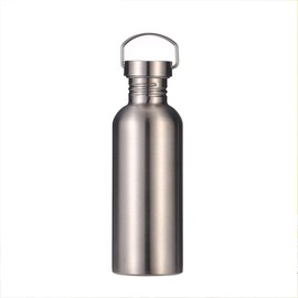 Stainless Steel Water Bottle Single Wall Metal Bottle Large Camping Water Cup with Handle Wide Mouth Leak Proof Lightweight Sports Kettle Cup (34 oz)