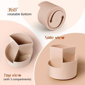 AiQInu Rotating Pen Holder, 360° Rotating Pen Holder, Desk Organiser with 3 Compartments, Large Capacity, for Office Storage & Organisation, Make-Up, Crafts
