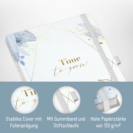 paper&you® Premium Bullet Journal Dotted A5 "Time to Grow" Notebook Dotted, 188 Pages Extra Thick Paper, Diary with Dot Grid - Sustainable & Climate Friendly