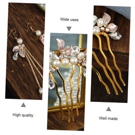 Vaguelly 3Pcs Bridal Hair Comb and Earring Set Elegant Rhinestone Leaf Design Skin Friendly Wedding Accessories for Women for Bride Special Day