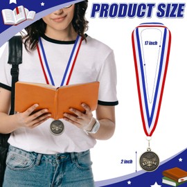 Loetere Reading Book Medals 2'' Gold Reading Award Medals with Neck Ribbon Kids Book Worm Award Prize Gift for Scholastic, Competitions(36 Pcs)