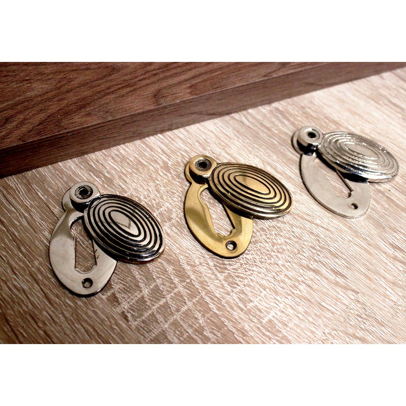 Oval Shaped Beehive/Reeded Door Lock Keyhole Escutcheons in Various Finishes