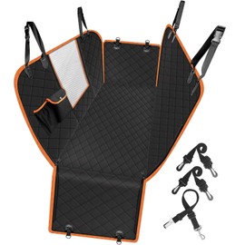 Femuar Dog Car Seat Cover, Waterproof Nonslip Pet Seat Cover for Back Seat with Storage Pockets Mesh Visual Window, Heavy Duty Scratchproof Pet Dog Seat Cover Hammock for Cars Trucks and SUVs