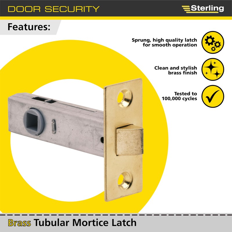Sterling TML130 BP 2 1/2" 65mm Tubular Mortice Latch, Brass,