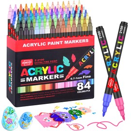 84 Colors Acrylic Paint Markers and ACRYLIAC PAINT PENS for Rock, Wood, Fabric, Glass, Canvas – Paint Marker and paint pens, acrylic Markers for Coloring Books & DIY Crafts
